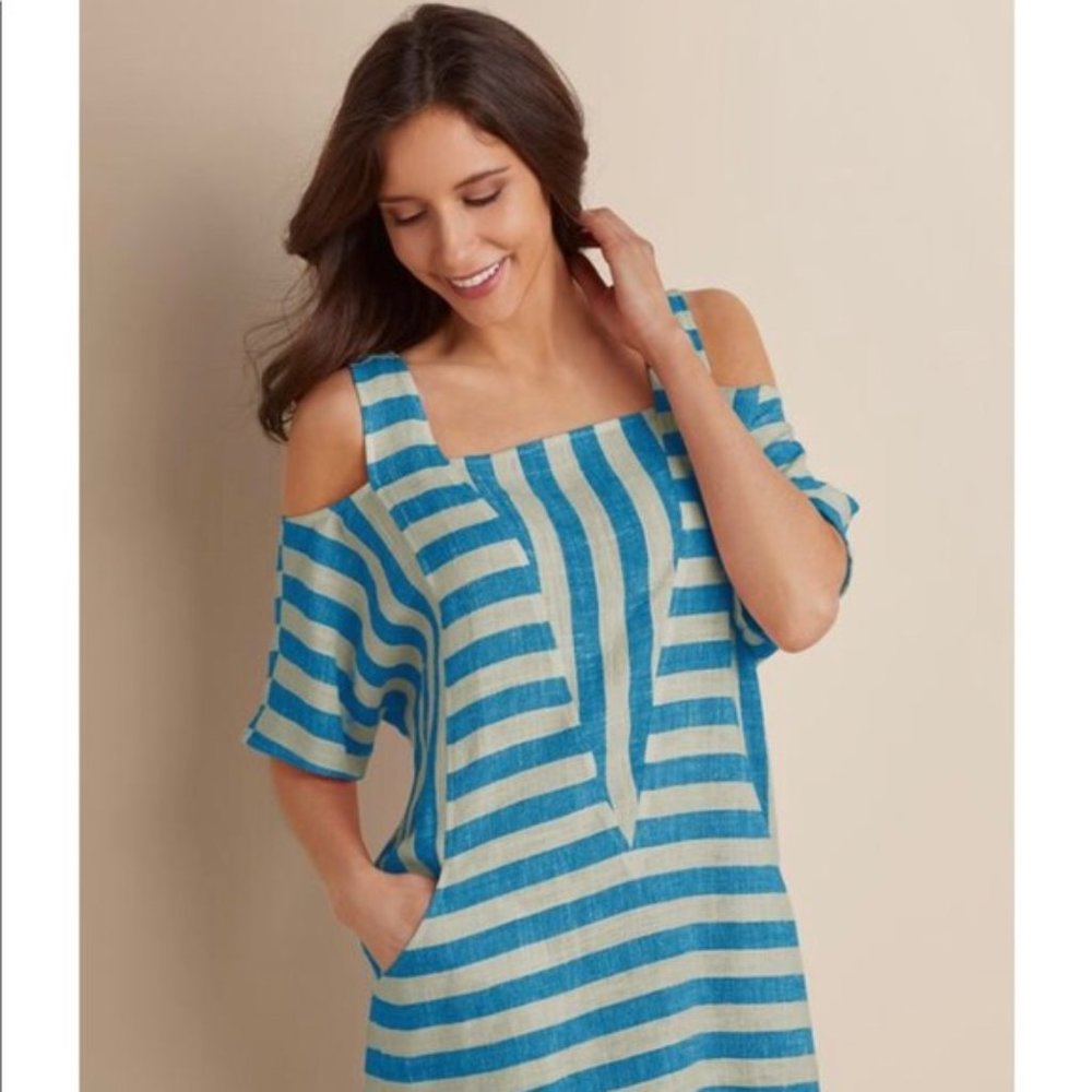 Soft Surroundings Sunset Linen Blend Striped Tunic - Picture 2 of 12